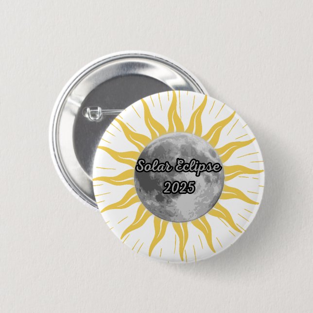 Unique Solar Eclipse 2025 Moon and Sun Button (Front & Back)