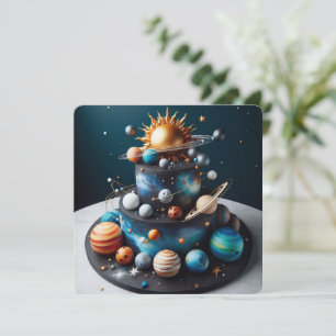 UNIQUE SOLAR SYSTEM THEME  KIDS BIRTHDAY CAKE CARD