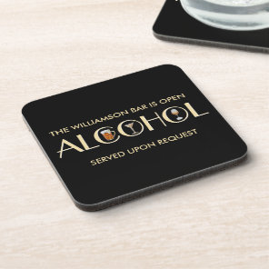 Unique Sophisticated Beer Wine Martini Name Beverage Coaster