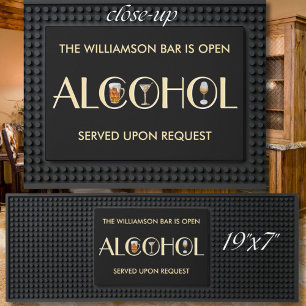 Unique Sophisticated Our Bar is Open Name Black Mat