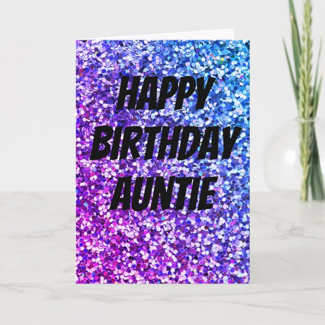 Unique sparkle auntie birthday card (Front)