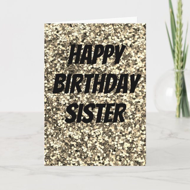 Unique sparkle sister birthday card (Front)