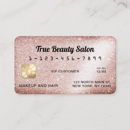 Unique Sparkly Copper Glitter Credit Card