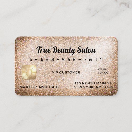 Unique Sparkly Gold Glitter Credit Card
