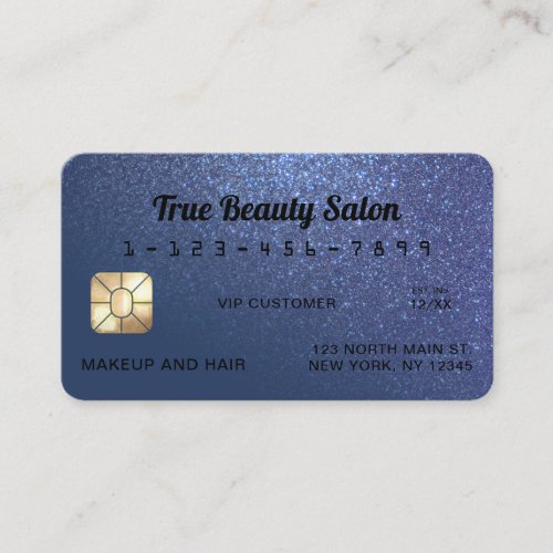 Unique Sparkly Navy Blue Glitter Credit Card