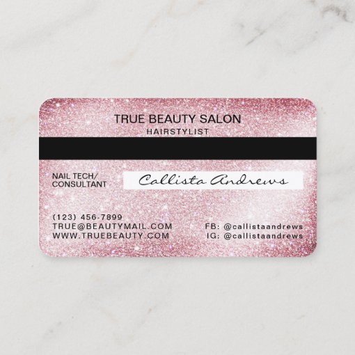 Unique Sparkly Pink Glitter Credit Card Logo Zazzle