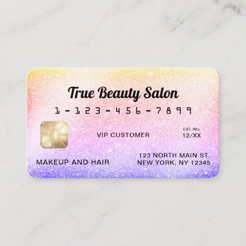 Unique Sparkly Rainbow Glitter Credit Card