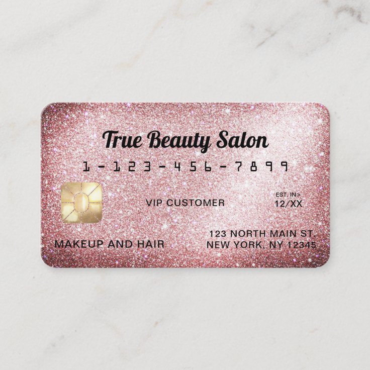 Unique Sparkly Rose Gold Glitter Credit Card | Zazzle