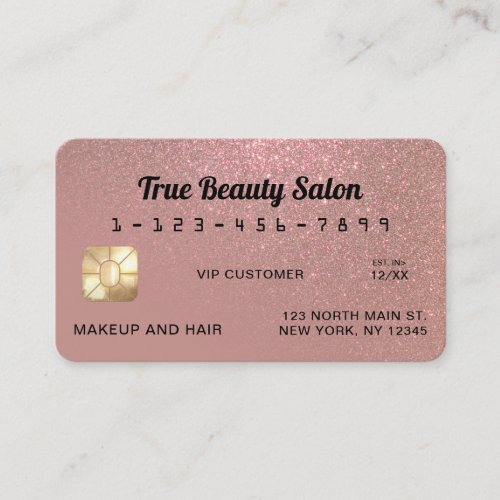 Unique Sparkly Rose Gold Glitter Credit Card