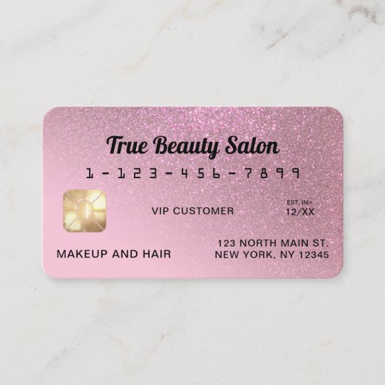 Unique Sparkly Rose Pink Glitter Credit Card | Zazzle.com