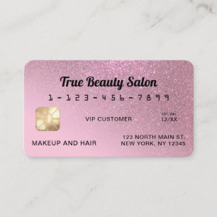 Unique Sparkly Rose Pink Glitter Credit Card