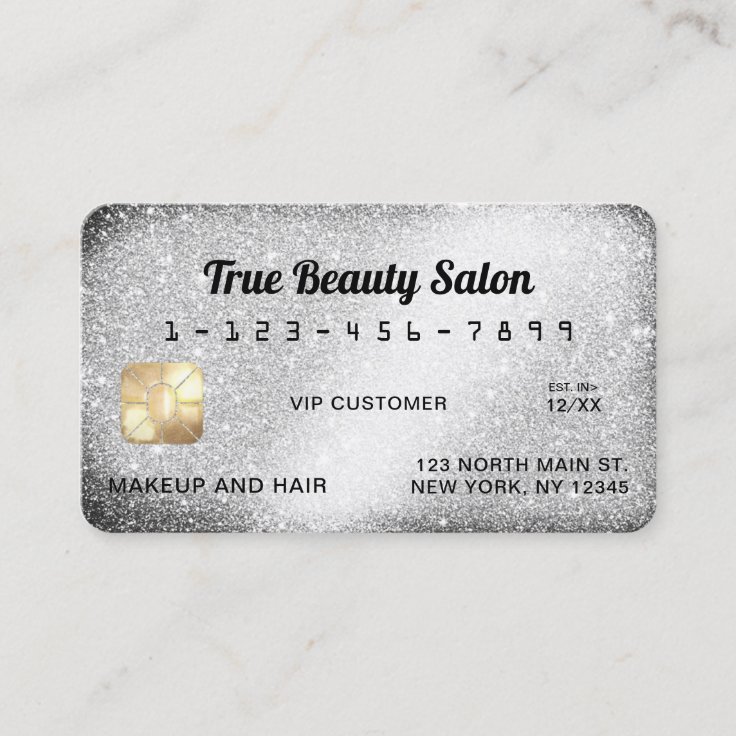 Unique Sparkly Silver Glitter Credit Card | Zazzle