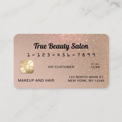 Unique Sparkly Taupe Gold Glitter Credit Card