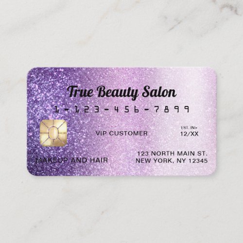 Unique Sparkly Violet Purple Glitter Credit Card