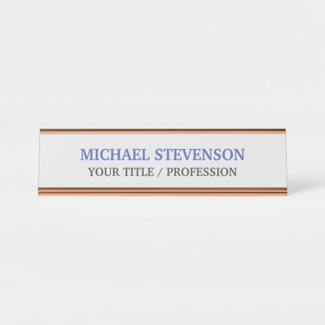Unique Special Classical Blue White Desk Name Plate (Front)