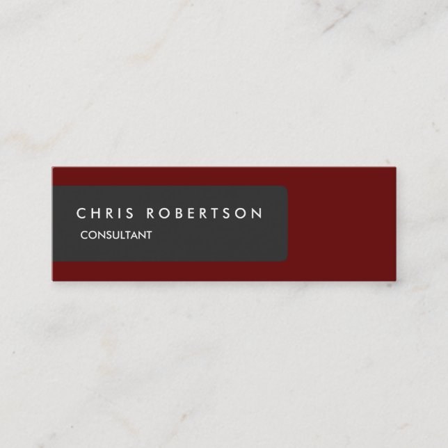 Unique Special Grey Dark Red Slim Mini Business Card (Front)