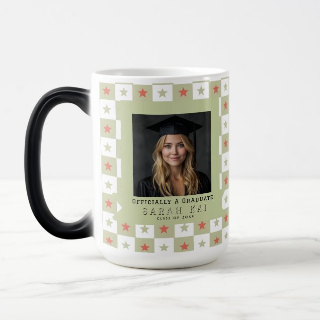 Unique Square Pattern Granddaughter Graduation Color Morph Mug (Left)