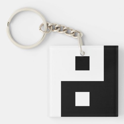 Unique Square Yin and Yang Balance Pixel Art Keychain
