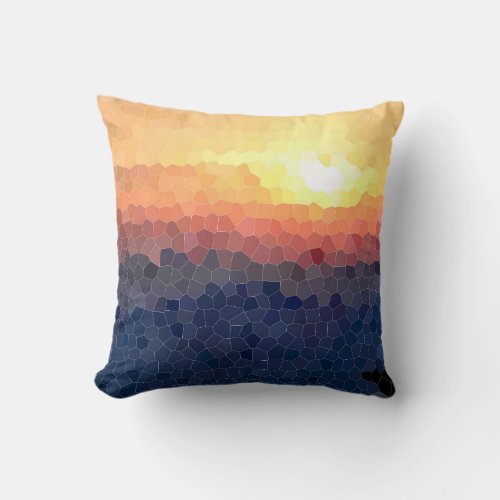 Unique Stained Glass Effect Sunset Throw Pillow