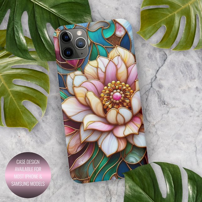 Unique Stained Glass Floral Mosaic Art Pattern iPhone Case (Creator Uploaded)