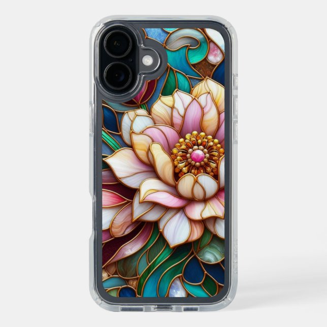 Unique Stained Glass Floral Mosaic Art Pattern Speck iPhone Case (Front (Black))