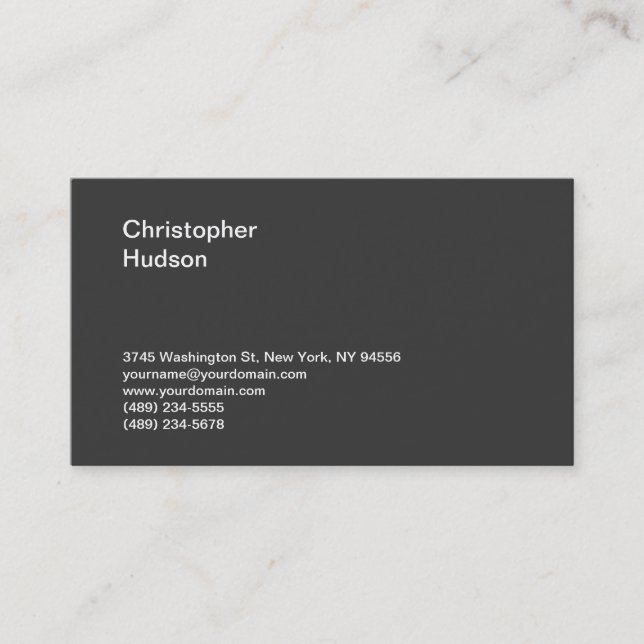 Unique Standard Dark Grey Consultant Business Card (Front)