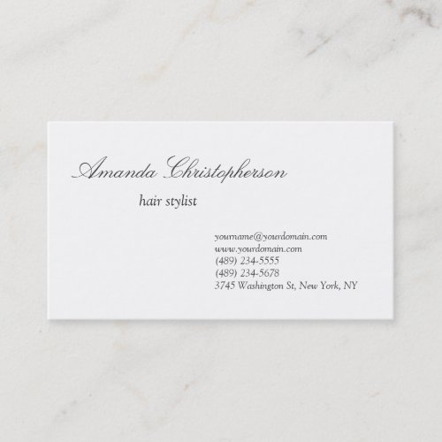 Unique Standard White Hair Stylist Business Card