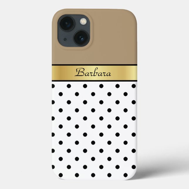 Unique Starfish Brown, White And Black Dots, Gold Case-Mate iPhone Case (Back)