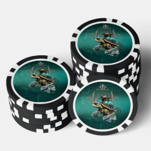 Unique steampunk turtle poker chips