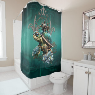 Unique steampunk turtle. shower curtain