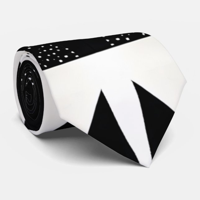 Unique Stipple Dotted Black and White Modern  Neck Tie (Rolled)