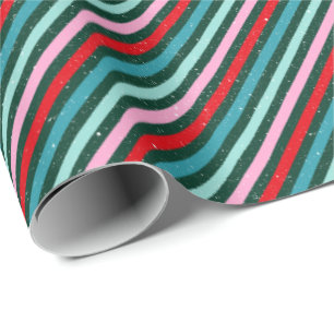 Unique Striped Pattern Green Christmas Wrapping Paper