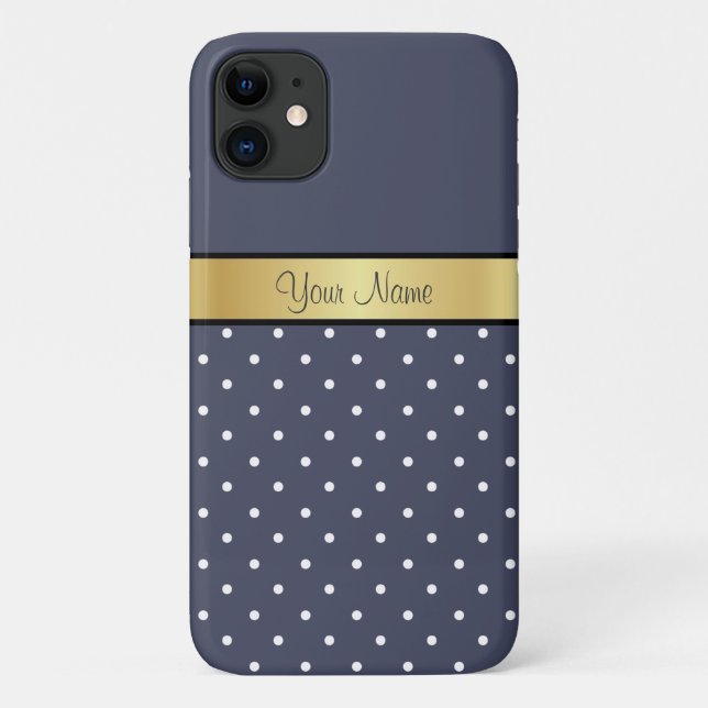 Unique Style Delft Blue & White Dots, Gold Ribbon Case-Mate iPhone Case (Back)