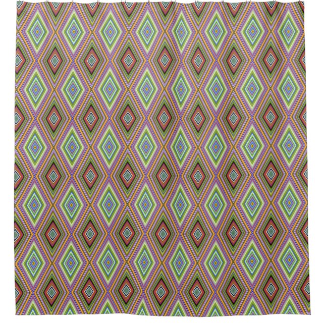 Unique Style Multi Color Diamond Pattern Shower Curtain (Front)