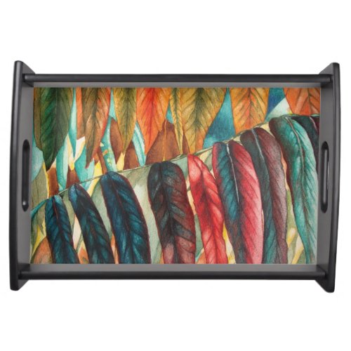 unique stylised colorful autumn leaves serving tray