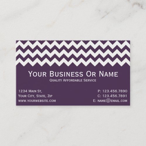 Unique Stylish Acai Violet Purple And White ZigZag Business Card
