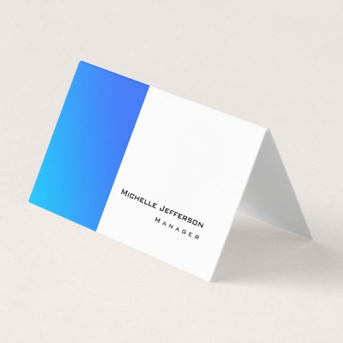 Unique Stylish Blue White Modern Plain Simple Business Card