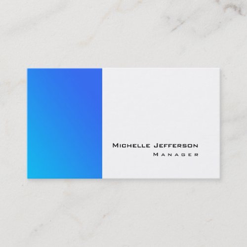 Unique Stylish Blue White Modern Plain Simple Business Card
