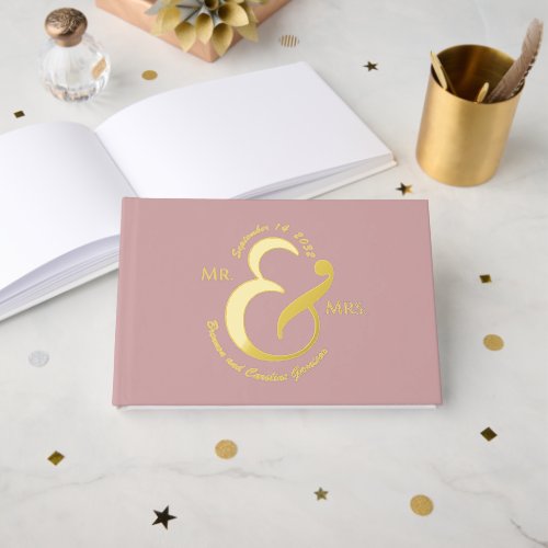 Unique Stylish Bride Groom Names Gold Foil Foil Guest Book