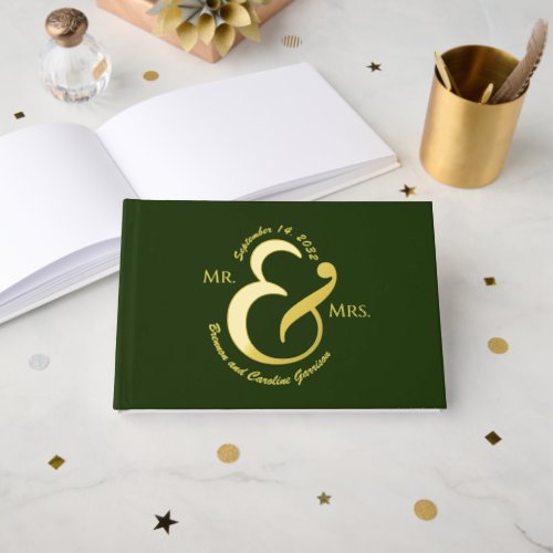 Unique Stylish Bride Groom Names Gold Foil Foil Guest Book