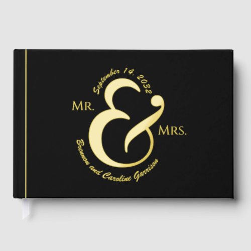 Unique Stylish Bride Groom Names Gold Foil Guest Book