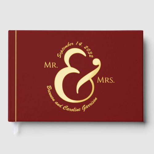 Unique Stylish Bride Groom Names Gold Foil Guest Book