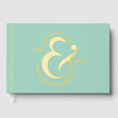 Unique Stylish Bride Groom Names Gold Foil Guest Book