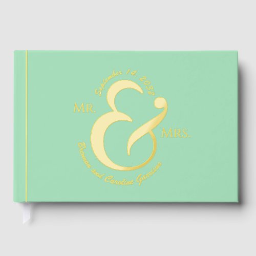 Unique Stylish Bride Groom Names Gold Foil Guest Book