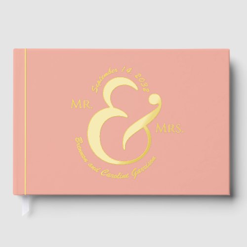 Unique Stylish Bride Groom Names Gold Foil Guest Book