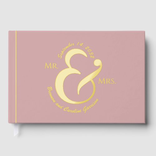 Unique Stylish Bride Groom Names Gold Foil Guest Book