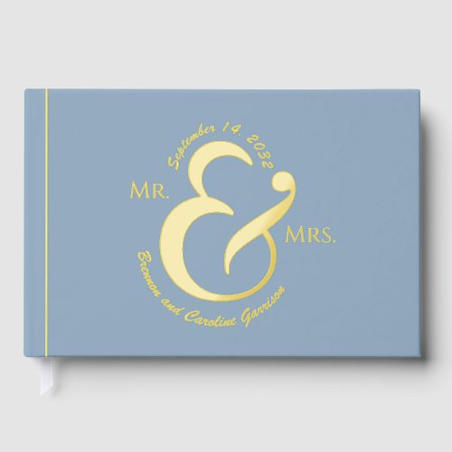 Unique Stylish Bride Groom Names Gold Foil Guest Book