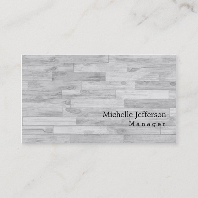 Unique Stylish Grey Parquet Business Card (Front)