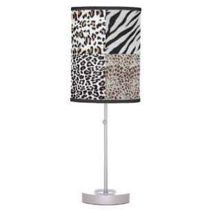 Unique Stylish Mixed Leopard Zebra Animal Print Table Lamp