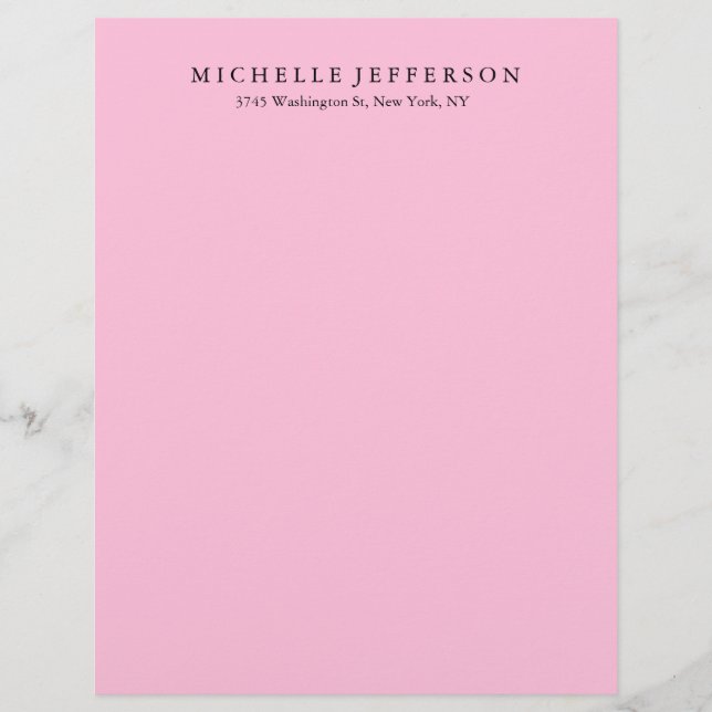 Unique Stylish Modern Elegant Pink Letterhead (Front)